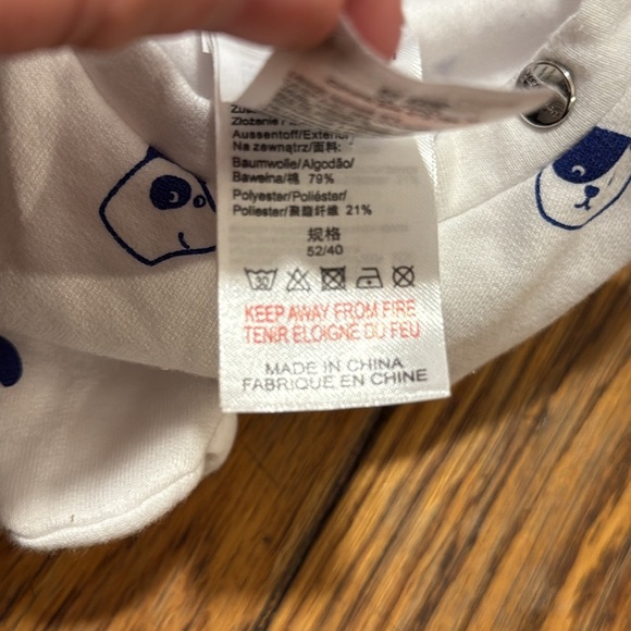 Jacadi baby newborn footie sleeper white blue dog print 1 month - Picture 4 of 6